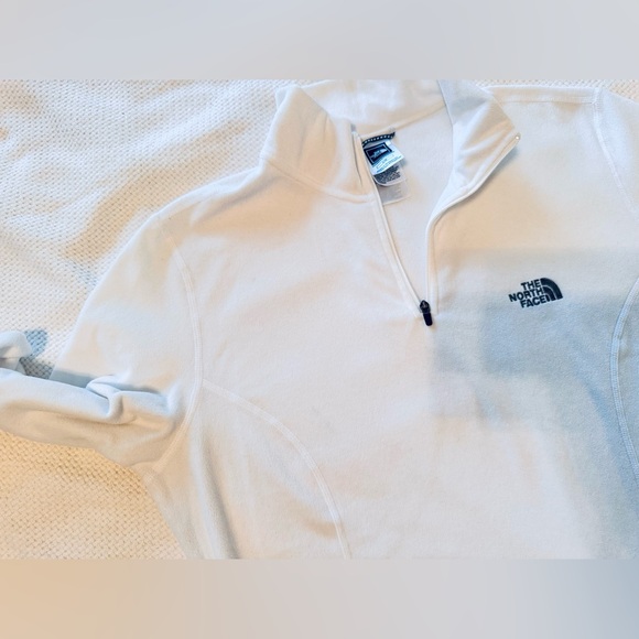 THE NORTH FACE TKA 100 White Fleece Quarter-Zip Pullover Sweatshirt Top Sweater - Picture 10 of 16